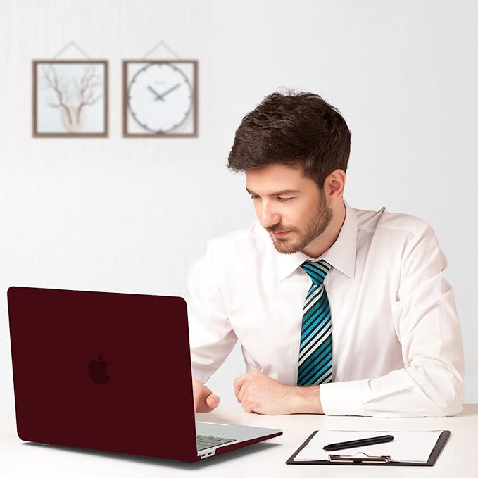 B BELK Compatible with MacBook Air 13 inch Case 2022 2021 2020 2019 2018 A2337 M1 A2179 A1932, Matte Plastic Hard Shell+Keyboard Cover+Screen Protector for MacBook Air 13.3 inch Case, Marsala Red