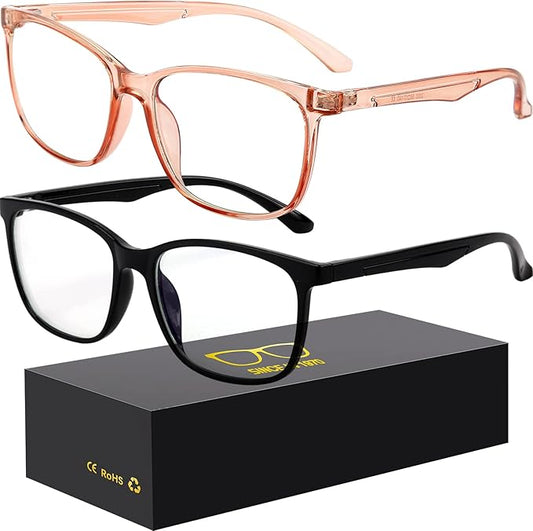 Oilway Blue-Light Blocking Glasses Computer Reading/Gaming/TV/Phones Glasses Fashion Anti Eyestrain Glasses for Women Men（B3 Black + Beige）
