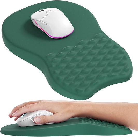 MROCO Ergonomic Mouse Pad with Wrist Support, Wrist Rest Mousepads for Carpal Tunnel Pain Relief, Memory Foam Pad with Massage Bulge and Non-Slip Base for Office, Home, Forest Green