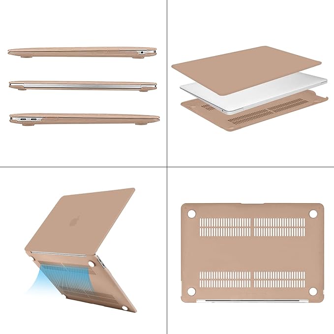 MOSISO Compatible with MacBook Air 13 inch Case M1 Chip 2021-2018 Release A2337 A2179 A1932, Plastic Hard Shell&Keyboard Cover&Screen Film&Storage Bag for MacBook Air 13.3 inch Case, Bronze Brown