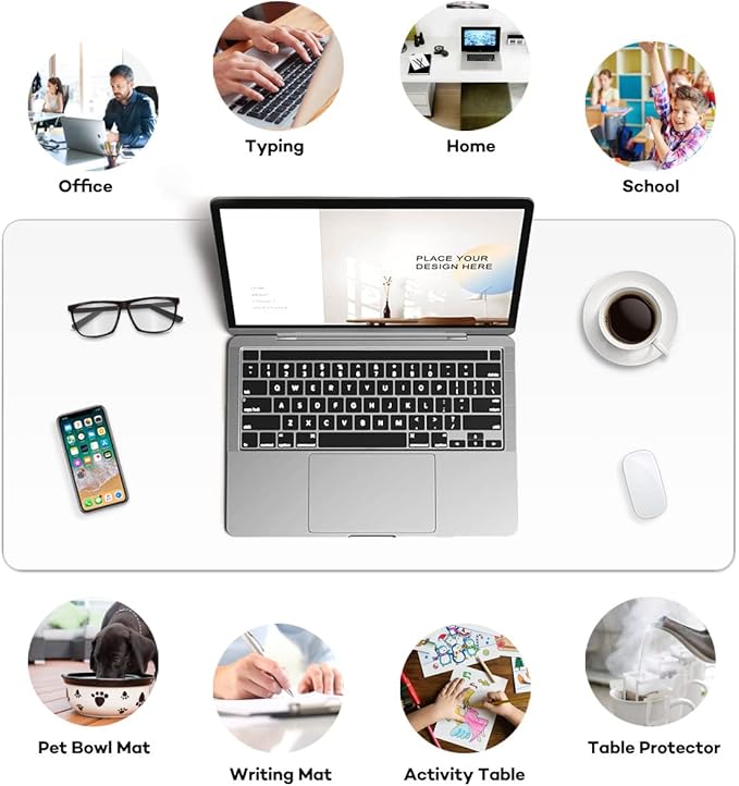 24 x 48 Inches Clear Desk Cover Protector Multifunctional Office Desk Pad Mat Blotter Plastic Table Cover Desktop Protector PVC Table Pad for Writing Desk Dining Coffee Table with Mouse Pad