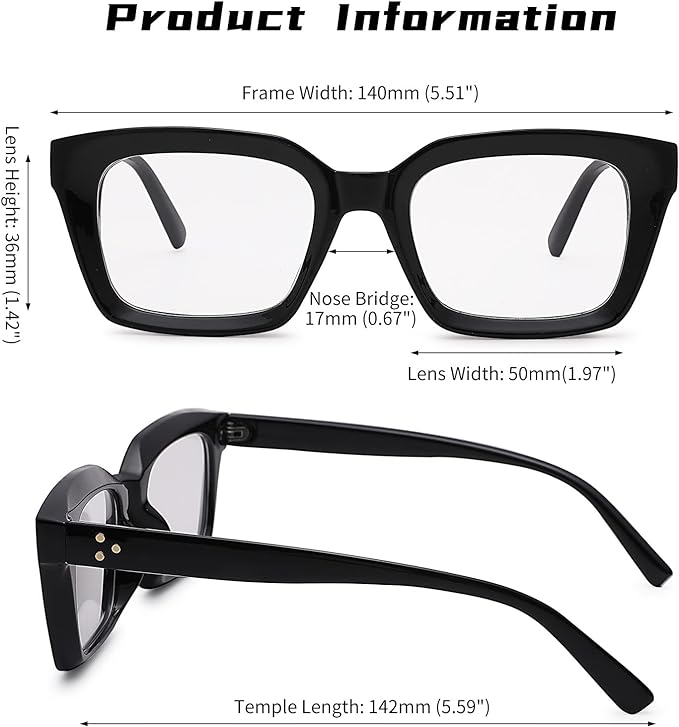 COASION Blue Light Blocking Eyeglasses Classic Thick Square Rim Frame Eyewear for Women Men