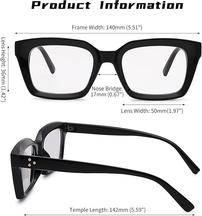 COASION Blue Light Blocking Eyeglasses Classic Thick Square Rim Frame Eyewear for Women Men