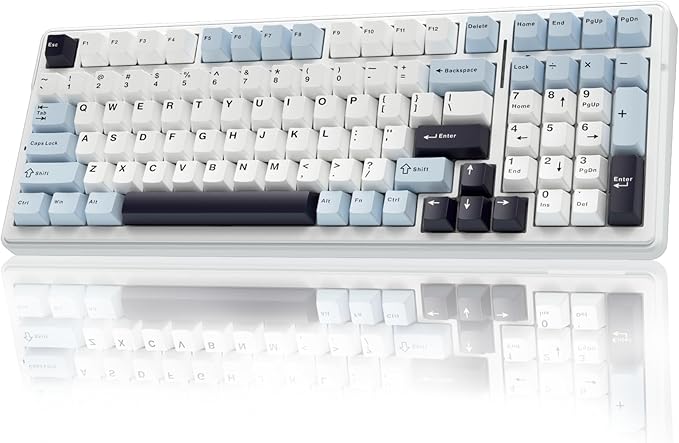 AULA F99 Wireless Mechanical Keyboard, Hot Swappable Custom Keyboard,Pre-lubed Linear Switches,Gasket Structure,RGB Backlit Gaming Keyboard (Blue&White)