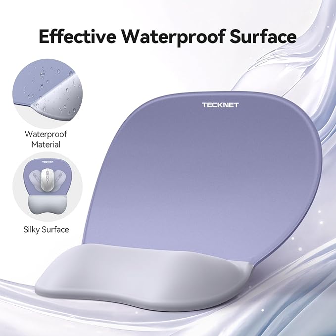 TECKNET Gel Mouse Pad with Wrist Rest, 3 in 1 Keyboard Wrist Rest for Pain Relief, Non-Slip PU Base & Easy Typing, Ergonomic Mousepad Set for Office & Home