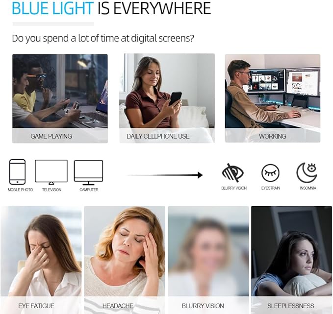 NZKNP Blue Light Glasses for Women and Men - Blue Light Protection, Fake Glasses