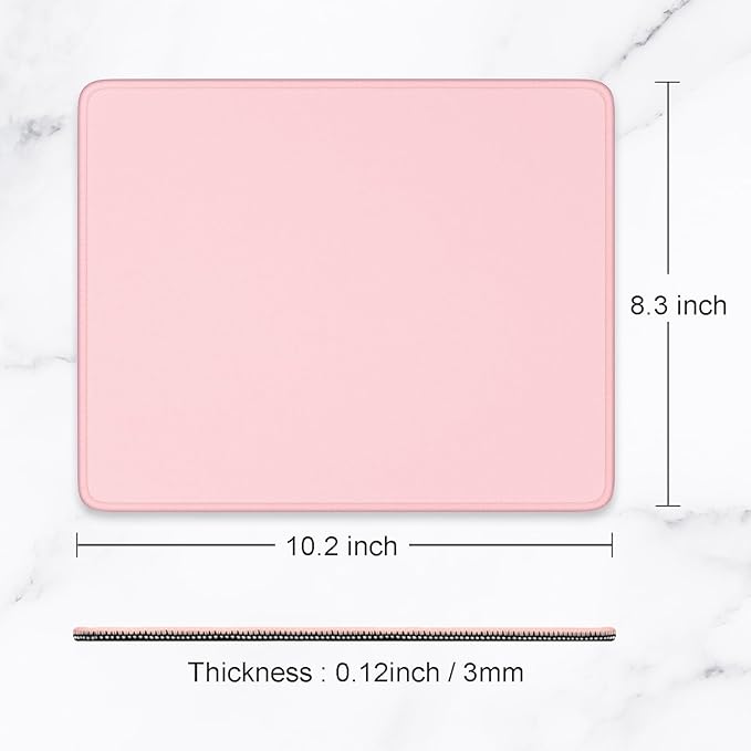 Hsurbtra Mouse Pad, Premium-Textured Square Mousepad 10.2 x 8.3 Inch, Stitched Edge Anti-Slip Waterproof Rubber Pretty Cute Computer Mat for Office Gaming Laptop Women Kids Pink