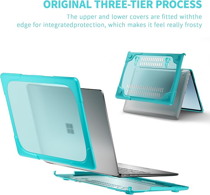 Batianda Heavy Duty Case for 13.8 inch Microsoft Surface Laptop 2024 (7th Edition) with Fold Kickstand Includes Keyboard Cover Screen Protector - Shockproof Stylish & Durable Protective Cover, Blue