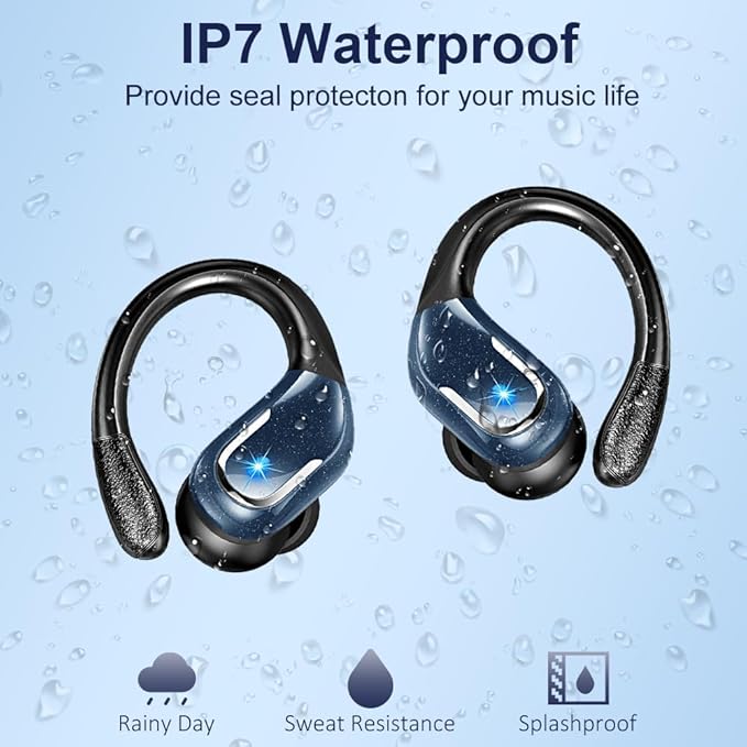 Wireless Earbuds, Sport Bluetooth 5.4 Headphones 2026 New Bluetooth Earbuds with 75Hrs Stereo, 4 ENC Mic, Noise Canceling Over-Ear Buds with Earhooks, IP7 Waterproof Earphones for Workout/Running/Gym