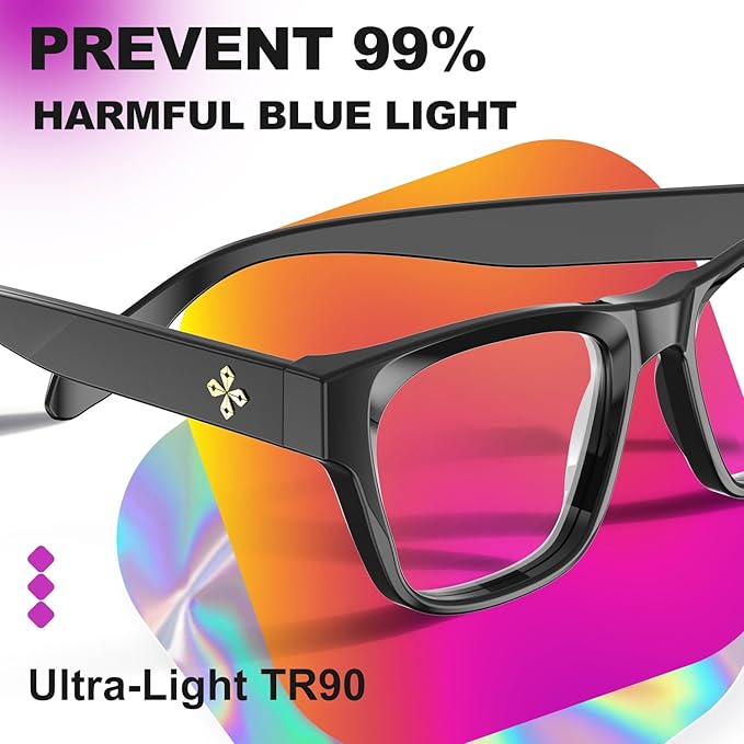 VISOONE Square Blue Light Blocking Glasses TR90 Clear Lens for Women Men BONA