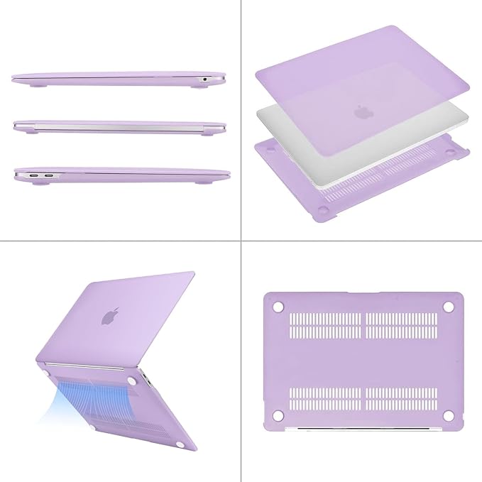 MOSISO Compatible with MacBook Air 13 inch Case M1 Chip 2021-2018 Release A2337 A2179 A1932, Plastic Hard Shell&Keyboard Cover&Screen Film&Storage Bag for MacBook Air 13.3 inch Case, Light Purple