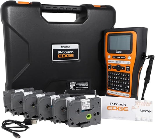 Brother PT-E560BTBP Contractor Kit: P-Touch Handheld Industrial Label Printer with Bluetooth & Dual Auto-Cutter Plus 6 Tapes (up to 24mm Labels)