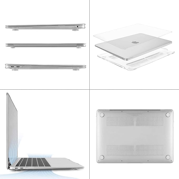 MOSISO Compatible with MacBook Air 13 inch Case M1 Chip 2021-2018 Release A2337 A2179 A1932, Plastic Hard Shell&Keyboard Cover&Screen Film&Storage Bag for MacBook Air 13.3 inch Case, Transparent