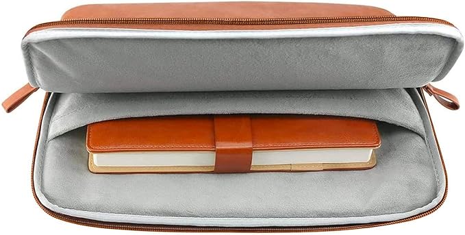 MOSISO Laptop Sleeve Bag 13.3 inch Compatible with MacBook Air/Pro, 13-13.3 inch Notebook, Compatible with MacBook Pro 14 2025-2021 M4 M3 M2 M1, PU Leather Padded Bag Waterproof Case, Brown