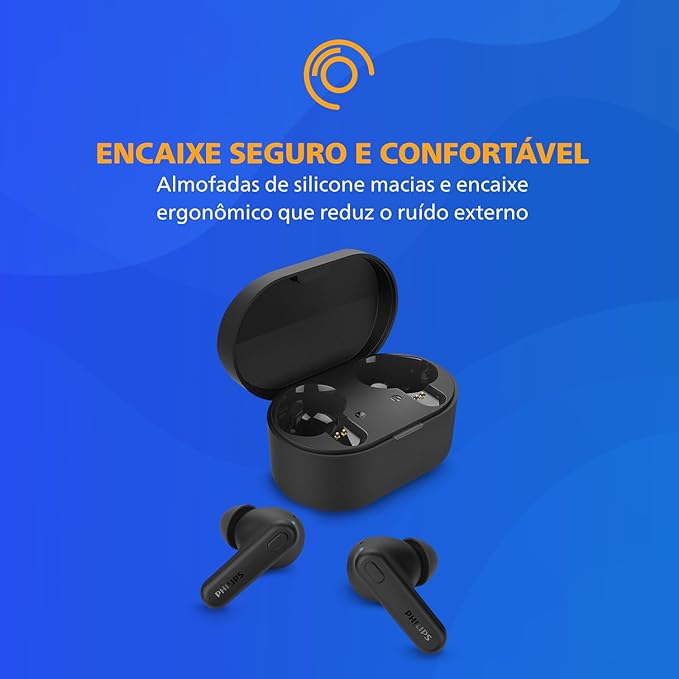Philips TAT1108 Wireless Earbuds,True Wireless Headphones,Powerful Bass with 6 mm Driver,Clear Call with AI Mic,15-Hour Battery Life,Bluetooth v5.3,IPX4 Rating,Ergonomic Design for Comfort,Black