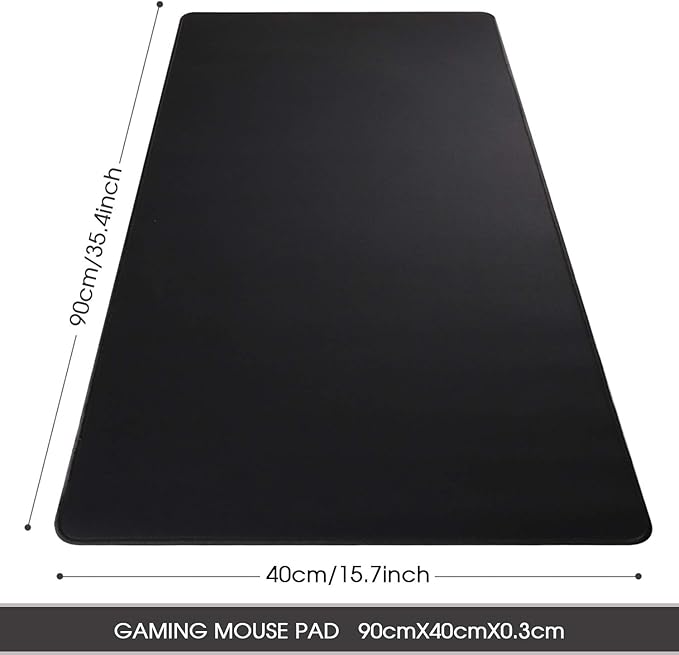 Gaming Mouse Mat/Mouse Pad 35.4x15.7x0.12Inch | XXL Mouse pad | Table mat/Large Size | Improved Precision and Speed | Rubber Base for Stable Grip on Smooth Surfaces Non-Slip (90x40 Black004)