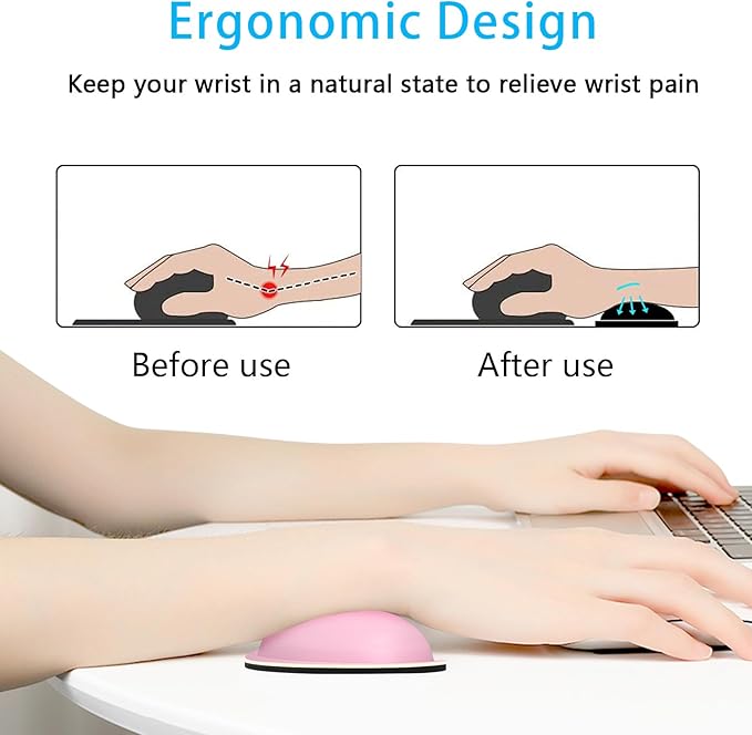 Dapesuom Mouse Wrist Rest, Ergonomic Memory Foam Mouse Wrist for Computer Desk Mats Support, PU Leather Hand Rest Pad Cushion for Gaming, Laptop, Men, Women, Pain Relief & Easy Typing, Rose Pink