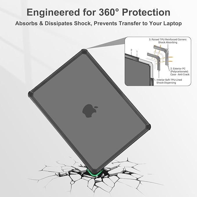 MOSISO Compatible with MacBook Air 13 inch Case M5 2026 M4 2025 M3 M2 2024-2022 A3449 A3240 A3113 A2681,3 in 1 Kit Crack-Resistant Heavy Duty Protective Plastic Hard Case with TPU Bumper, Smoke Gray