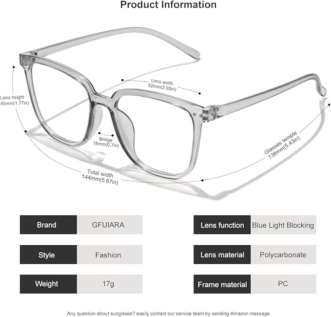 GFUIARA Blue Light Blocking Glasses for Women Men,Fashion Square Blue Blockers Glasses,Computer/TV/Phones/Gaming Glasses