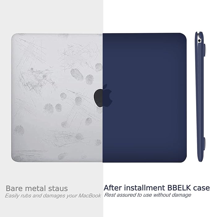 B BELK Compatible with MacBook Air 13 inch Case 2022 2021 2020 2019 2018 A2337 M1 A2179 A1932 Touch ID,Matte Plastic Hard Shell+Keyboard Cover+Screen Protector for MacBook Air 13.3 inch Case,Navy Blue