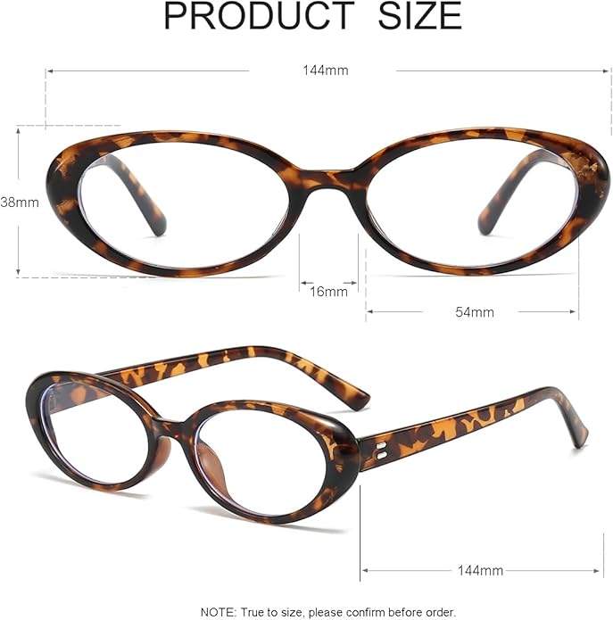 JOVAKIT Oval Blue Light Blocking Glasses for Women Men Vintage Fashion Small 90s Retro Oval Frame Style Eyeglasses