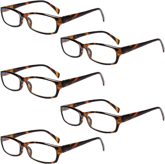 Henotin 5-Pack Reading Glasses Blue Light Blocking Anti Eyestrain Computer Reading Glasses for Women and Men Readers (5 Pack Tortoise, 2.25, Diopters)