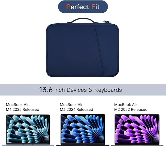 13 inch Laptop Case Sleeve Compatible with 2026-2022 MacBook Air 13-Inch M5 A3449 / M4 A3240 / M3 A3113 / M2 A2681, Apple New MacBook Air 13.6 Shockproof Protective Bag - Blue