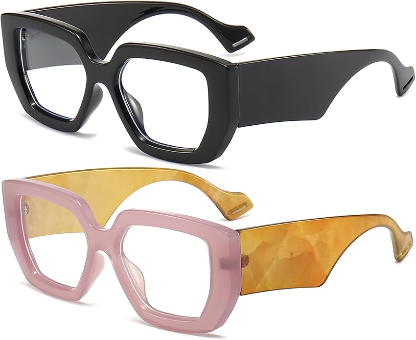 AIEYEZO Thick Frame Blue Light Glasses Men Women, Fashion Square Computer Eyeglass Anti Eyestrain & Prevent Headache