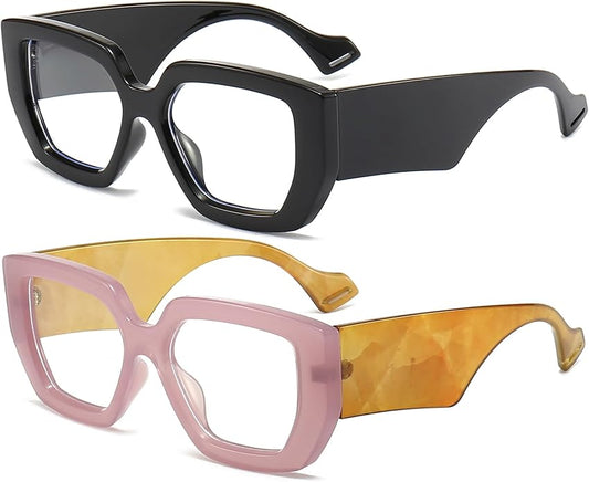 AIEYEZO Thick Frame Blue Light Glasses Men Women, Fashion Square Computer Eyeglass Anti Eyestrain & Prevent Headache