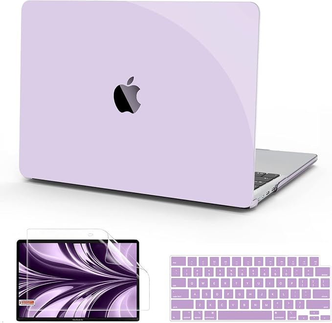 B BELK Compatible with MacBook Air 13.6 inch Case M5 2026 2025 2024 2023 2022 M4 M3 M2 A3449 A3240 A3113 A2681 Liquid Retina Display, Plastic Hard Shell Case+Keyboard Cover+Screen Protector, Purple
