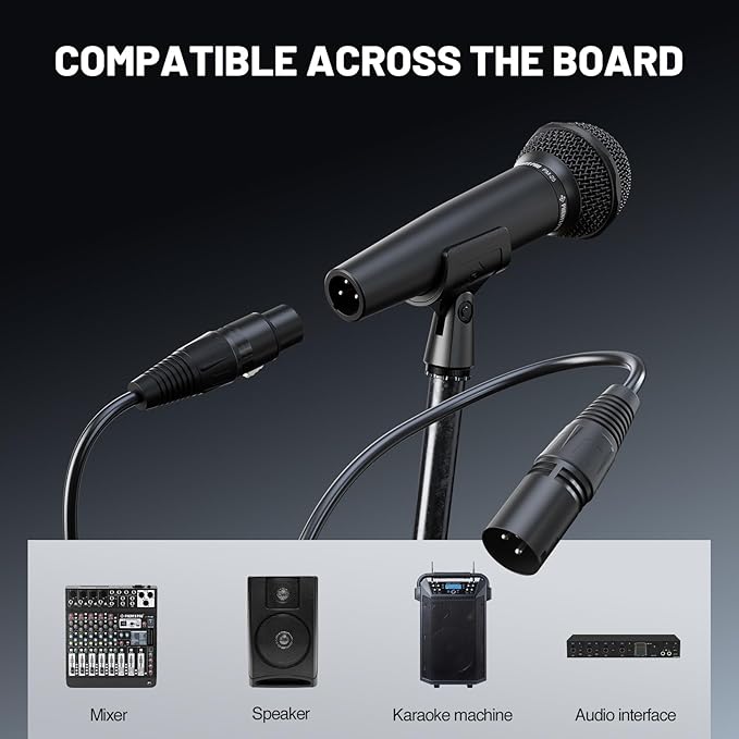 Phenyx Pro Dynamic Vocal Microphone, Cardioid Microphone with 16.4 ft XLR Cable, Mic Clip, Storage Bag, Wired Handheld Mic for Singing, Stage, Studio, Karaoke (PM-25)