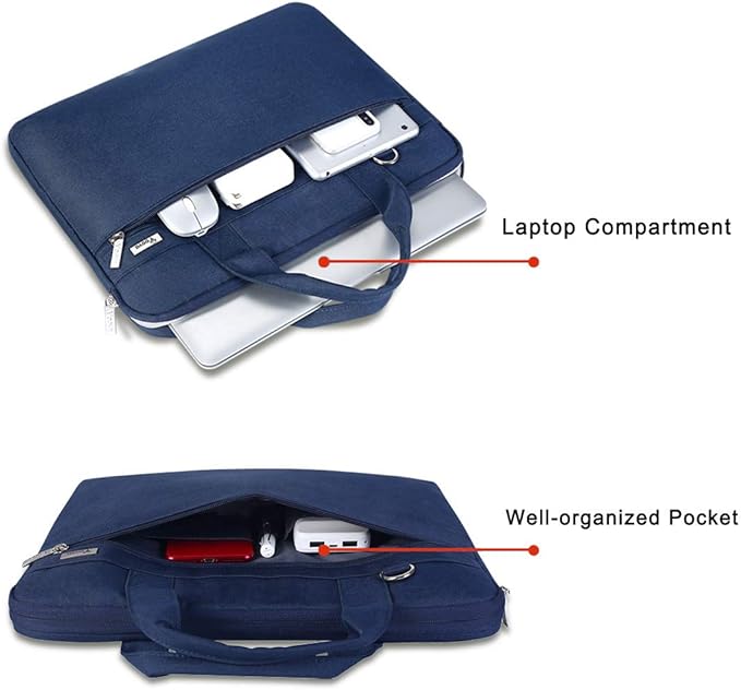 Voova Laptop Bag 15.6 Inch, 360° Protective Laptop Case Sleeve Compatible with MacBook Air 15 M2/M3/M4, MacBook Pro 15/16, 15-16” Lenovo Dell Hp, Waterproof Computer Bag Slim Briefcase, Blue