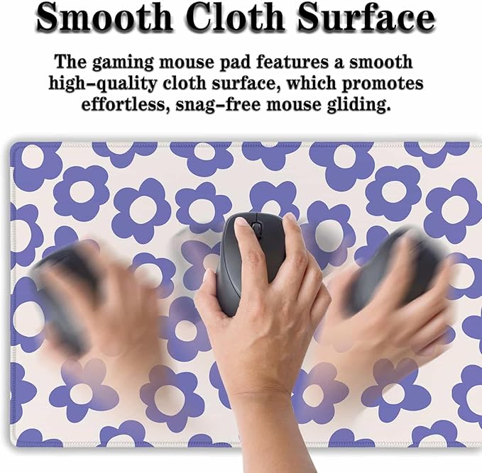 Gaming Mouse Pad Purple, Big Mouse Pads Desk Pad for Women Office Decor Office Desk Mats, Pad for Mouse Waterproof Non-Slip Rubber Base, 35.4 X 15.7 inch for Work/Game/Office/Home Flowers