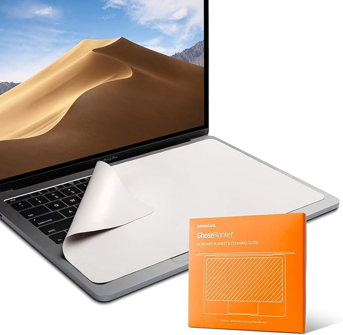 UPPERCASE GhostBlanket Screen Keyboard Imprint Protection Microfiber Liner and Cleaning Cloth 13" Compatible with MacBook Pro 13"/14", MacBook Air 13"/15", MacBook Neo 13"