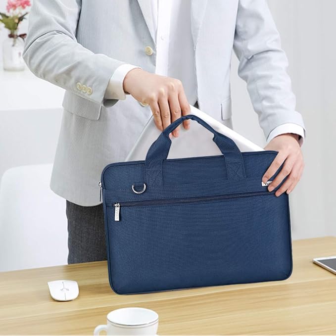 Voova Laptop Bag 17 17.3 Inch, 360° Protective Laptop Case Sleeve with Shoulder Strap Compatible with 17-18 Inch Lenovo Asus Acer Dell Hp, Waterproof Computer Bag Slim Briefcase for Men Women, Blue