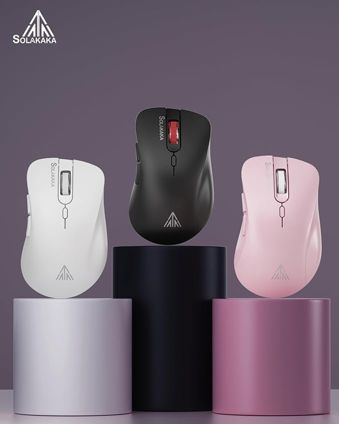 SOLAKAKA SM66 White Silent Wireless Mouse, Dual Mode(BT/2.4G) Computer Mouse for Laptop/PC/Mac