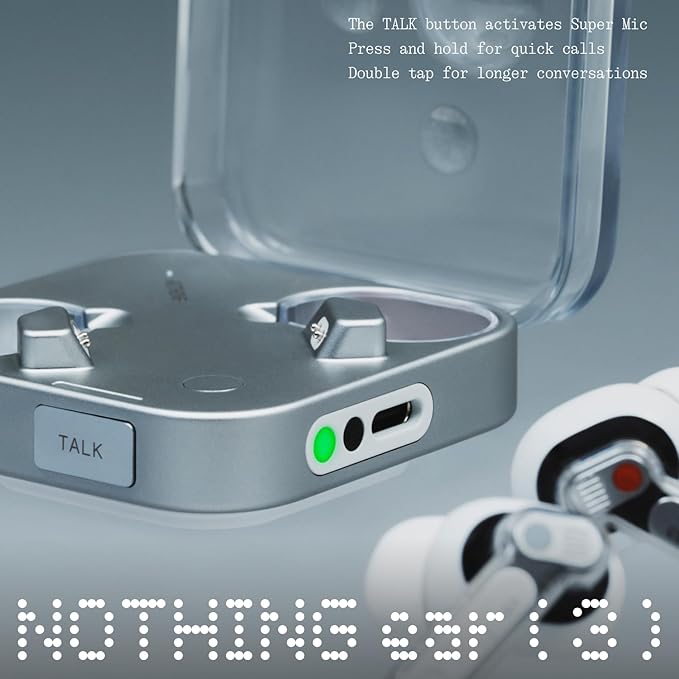 Nothing Ear (3) Wireless Earbuds Super Mic 45dB Hybrid Active Noise Cancelling Bluetooth Headphones Hi-Res 6 Mics, 12mm Dynamic Bass Boost, Dual Connect ANC Sport Ear Buds for iPhone Android, White
