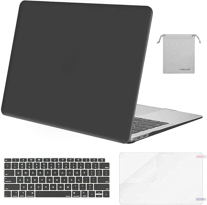 MOSISO Compatible with MacBook Air 13 inch Case M1 Chip 2021-2018 Release A2337 A2179 A1932, Plastic Hard Shell&Keyboard Cover&Screen Film&Storage Bag for MacBook Air 13.3 inch Case, Space Gray