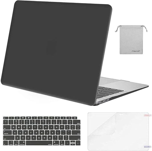 MOSISO Compatible with MacBook Air 13 inch Case M1 Chip 2021-2018 Release A2337 A2179 A1932, Plastic Hard Shell&Keyboard Cover&Screen Film&Storage Bag for MacBook Air 13.3 inch Case, Space Gray