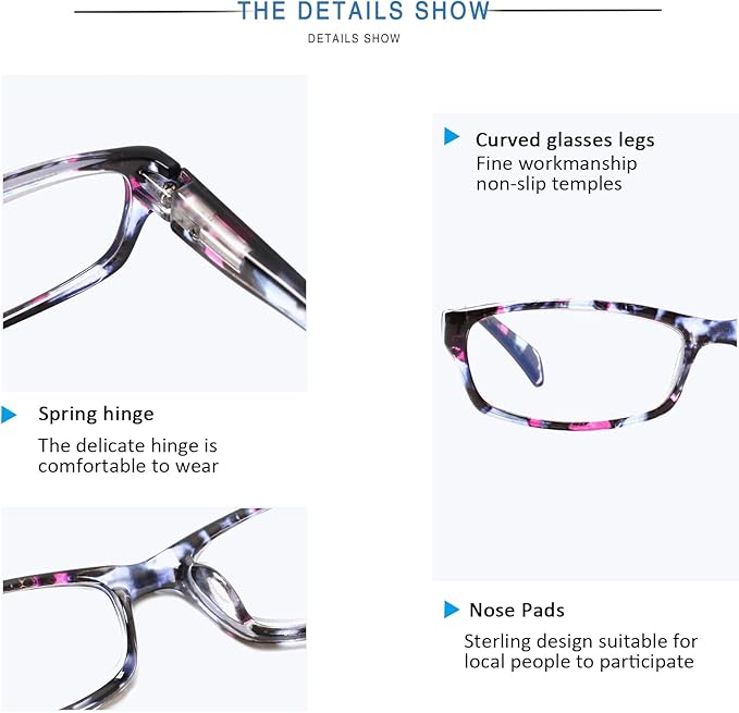 Henotin 5-Pack Reading Glasses Blue Light Blocking Anti Eyestrain Computer Reading Glasses for Women and Men Readers (Mix Color-C1, 2.75, Diopters)