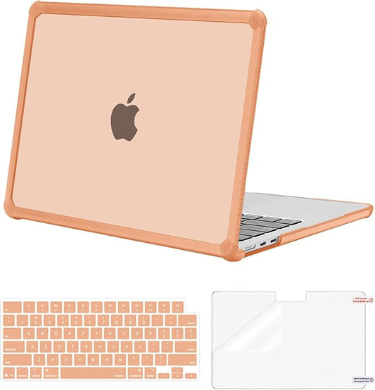 MOSISO Compatible with MacBook Air 13 inch Case M5 2026 M4 2025 M3 M2 2024-2022 A3449 A3240 A3113 A2681,3 in 1 Kit Crack-Resistant Heavy Duty Protective Plastic Hard Case with TPU Bumper,Cosmic Orange