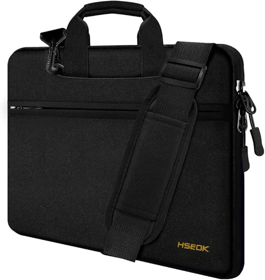 Hseok Laptop Shoulder Bag 15 15.6 16 Inch Briefcase,Compatible MacBook Pro/Neo 16",MacBook Air/Pro 15,XPS 15/16 and most 15.6-16 and Most 15-16 Notebooks,Spill-Resistant Handbag,Black