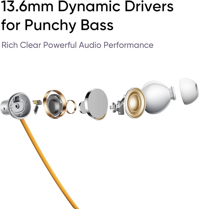 realme Buds Wireless 5 ANC in Ear Bluetooth Headphones, 50dB ANC, 13.6mm Dynamic Bass Driver, 360° Spatial Audio, 45ms Low Latency, Upto 38hrs Playback, IP55 Rating, Dual Device Connection - (Purple)