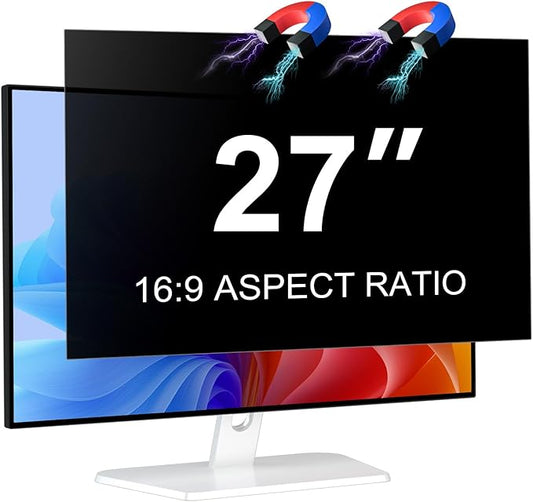 Magnetic Computer 27 Inch Privacy Screen for 16:9 Aspect Ratio Widescreen Monitor, Anti Glare Blue Light Protector Shield Filter for Eyes, Removable Computer Monitor Privacy Screen 27 inch