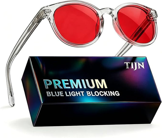 TIJN Blue Light Blocking Glasses Men Women Vintage Thick Round Rim Frame Eyeglasses