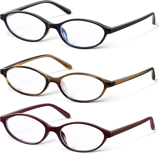 KUGUAOK Retro Oval Blue Light Blocking Glasses for Women 90s Small Cat Eye Eyeglasses Frame TV Bluelight Glasses