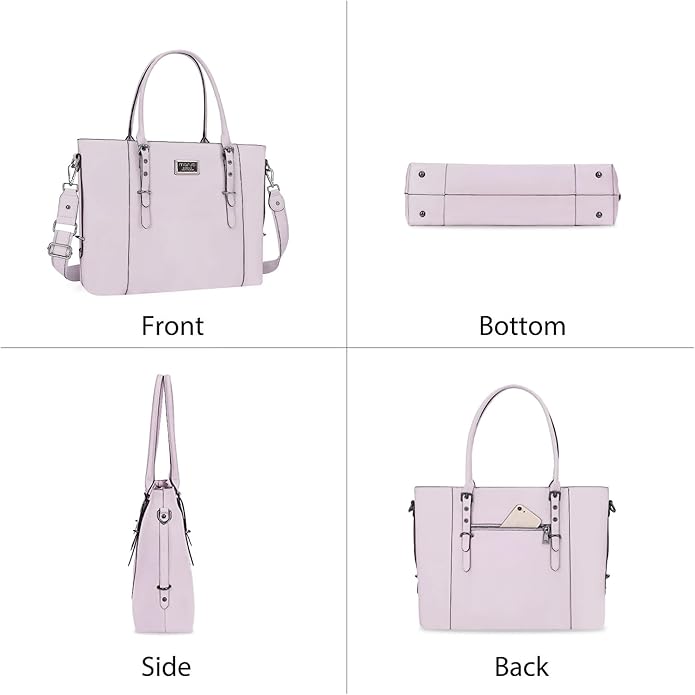 MOSISO Laptop Bag for Women, Waterproof Vintage PU Leather Briefcase Shoulder Computer Laptop Tote Bag for Office Work