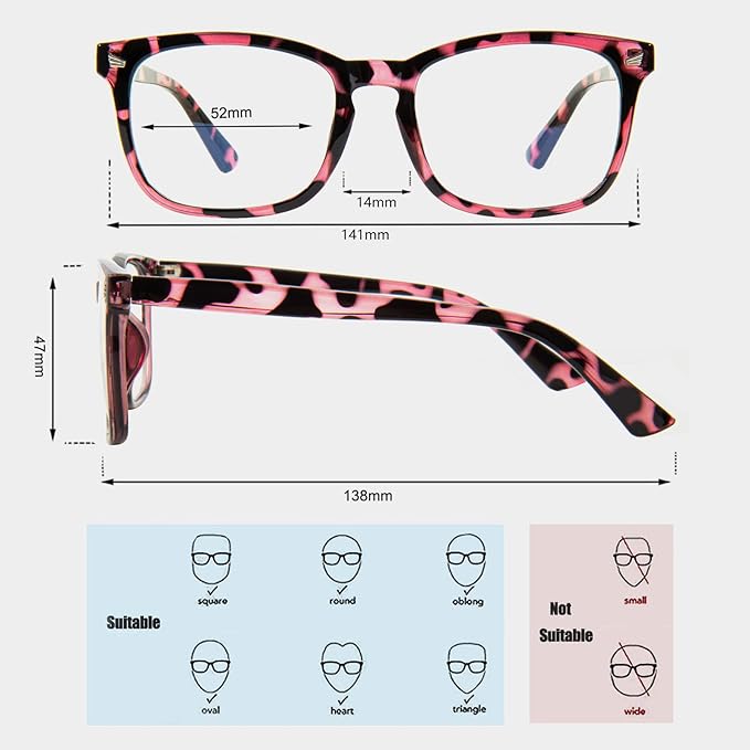 MAXJULI Blue Light Blocking Glasses,Computer Reading/Gaming/TV/Phones Glasses for Women Men(Light Red Tortoise)