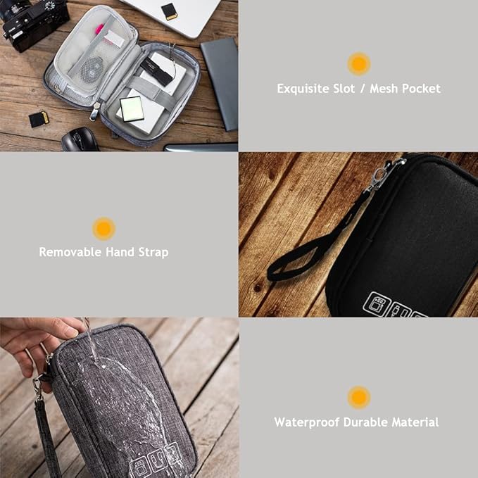 Electronic Organizer Bag Cable Organizer Travel Cord Organizer Case Pouch Portable Carrying Case for Charger Hard Drive Earphone USB SD Card (Purple)