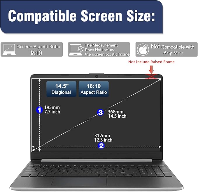 KEANBOLL 2 Pack 14.5 inch Tempered Glass Screen Protector Compatible with Other All 14.5" Laptops and Portable Monitor with 16:10 Aspect Ratio, Scratch Resistant & 9H Hardness Tempered Glass Shield
